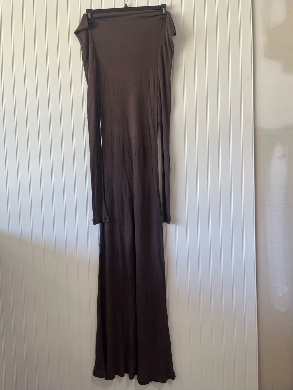 Off-Shoulder Long Sleeve Maxi Dress in Dark Brown - Picture 6 of 9